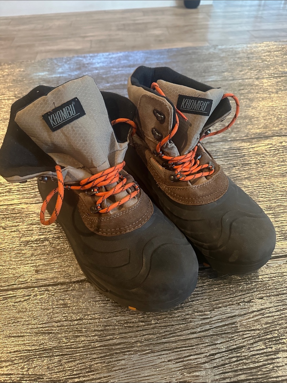 Khombu Brown, Black & Orange Kids Lace-Up Boots